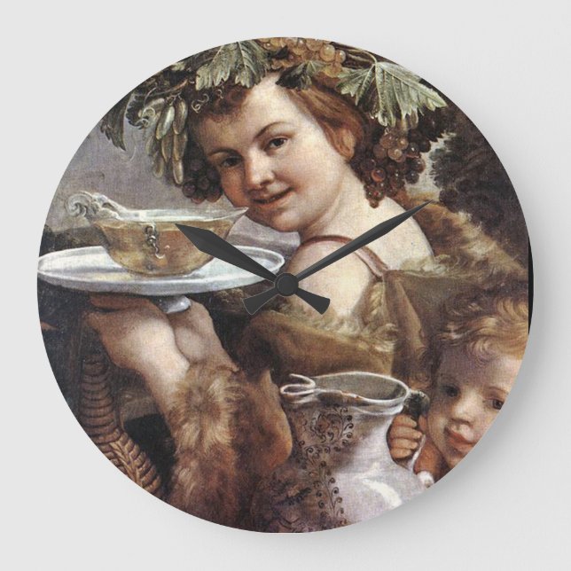 BACCHUS, GRAPES AND WHITE WINE LARGE CLOCK (Front)