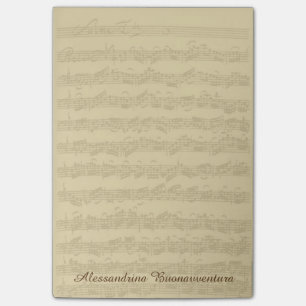Bach 2nd Cello Suite Music Manuscript Custom Name Post-it Notes