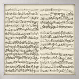 Bach 2nd Cello Suite, Several Manuscript Pages Poster