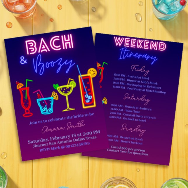 Bach and Boozy Bachelorette with Itenerary Invitation (Bach and Boozy Bachelorette with Itinerary Invitation)