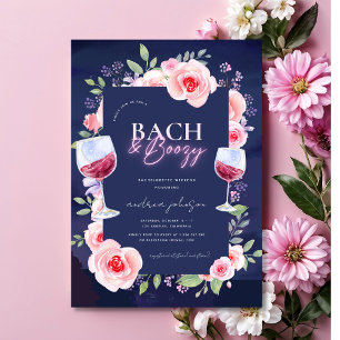 Bach and Boozy Neon & Pink Floral Bachelorette Invitation