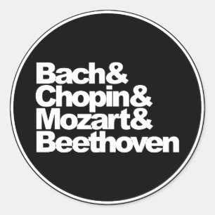 Bach and Chopin and Mozart and Beethoven Classic Round Sticker