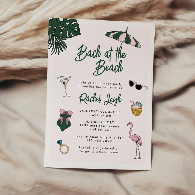 Bach at the Beach Retro Resort Bachelorette Invitation (Creator Uploaded)