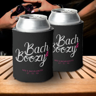 Bach & Boozy Black & Pink Bachelorette Party Can Cooler