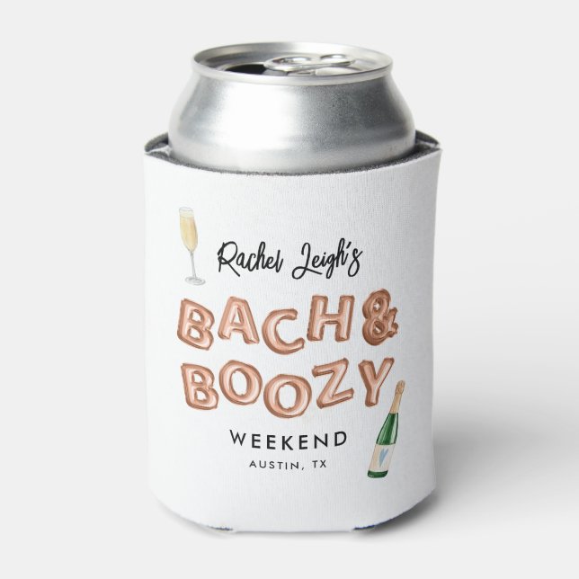 Bach & Boozy Rose Gold Bachelorette Weekend Can Cooler (Can Front)