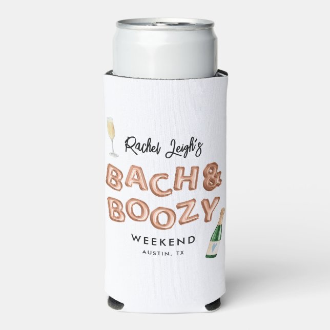 Bach & Boozy Rose Gold Bachelorette Weekend Seltzer Can Cooler (Seltzer Front)