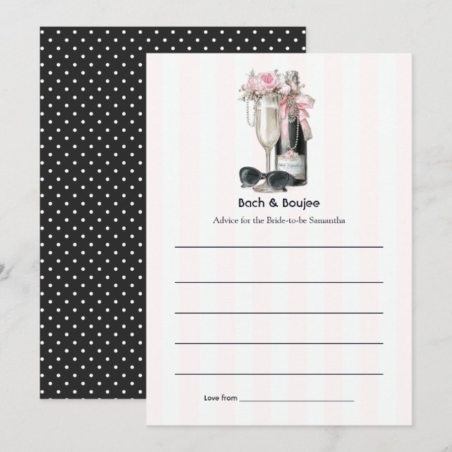 Bach & Boujee Chic Bachelorette Advice Card (Front/Back)