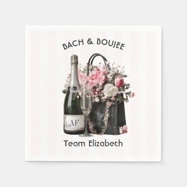 Bach & Boujee Personalised Team Bride Bachelorette Napkin (Front)