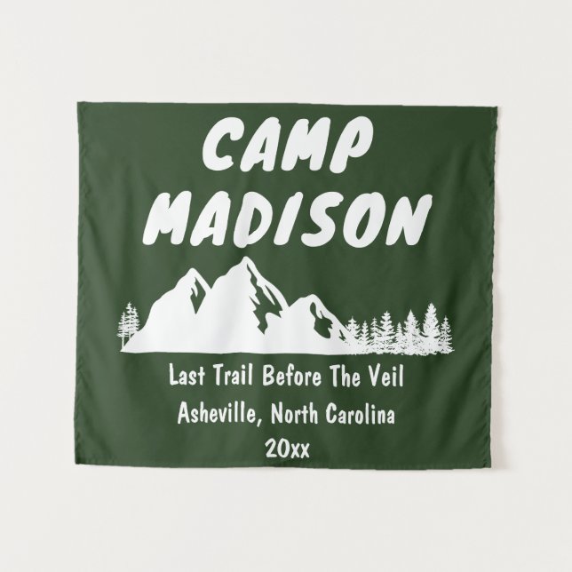 Bach Camp Bridal Shower Mountain Camping Prop Sign Tapestry (Front (Horizontal))