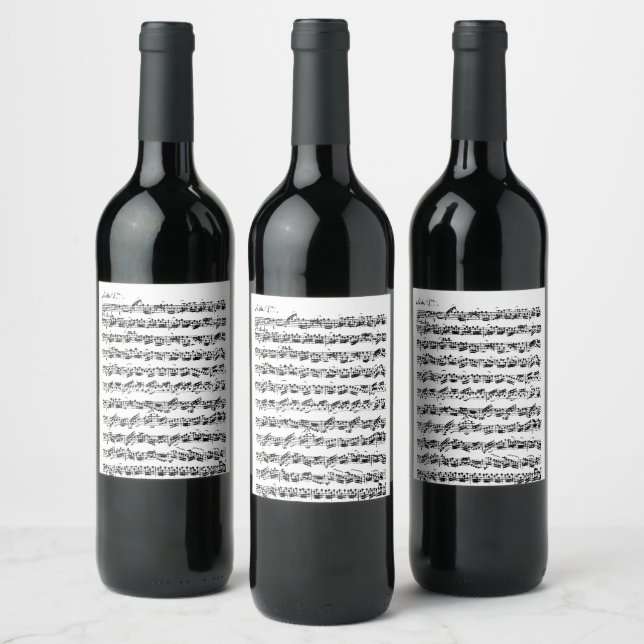 Bach cello suite for dinner wine label (Bottles)
