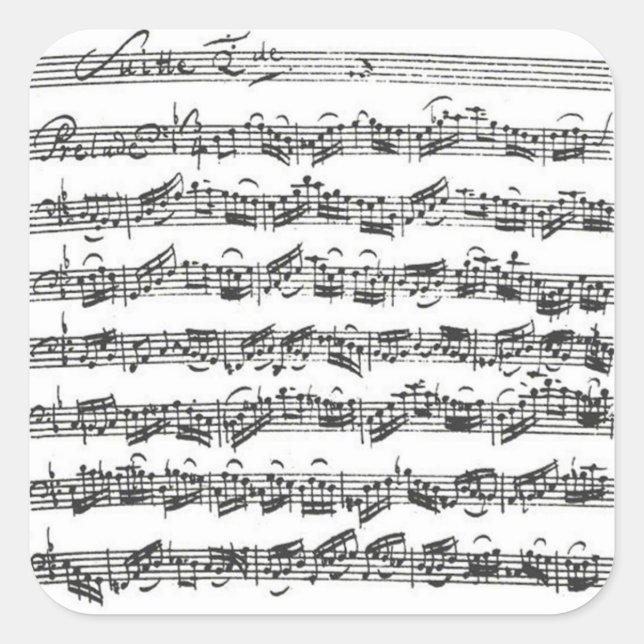 Bach Cello Suite Manuscript Square Sticker (Front)