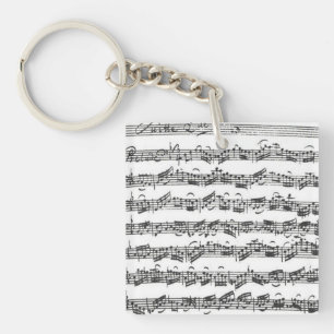 Bach Cello Suite Music Manuscript Key Ring
