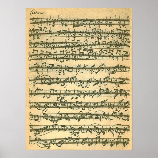 Bach Chaconne First Page Manuscript Facsimile Poster (Front)