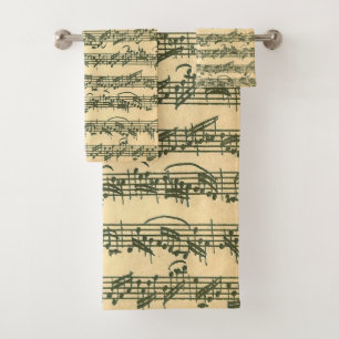 Bach Chaconne Original Music Manuscript Bath Towel Set