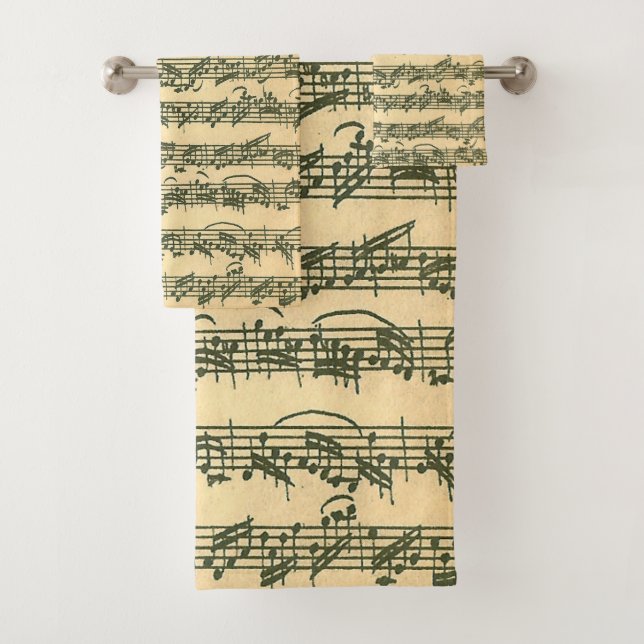 Bach Chaconne Original Music Manuscript Bath Towel Set (Insitu)