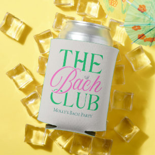 Bach Club Modern Simple Pink Green Bachelorette Can Cooler