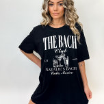 Bach Club Personalised Bachelorette Party Custom T-Shirt<br><div class="desc">Elevate your bachelorette experience with our Black and White Personalised Bachelorette Party Social Club Custom T-Shirt – a chic and sophisticated addition to your bridal celebration. This custom bachelorette party shirt is more than just apparel; it's a symbol of luxury and unity, perfect for a Vegas bach or any personalised...</div>