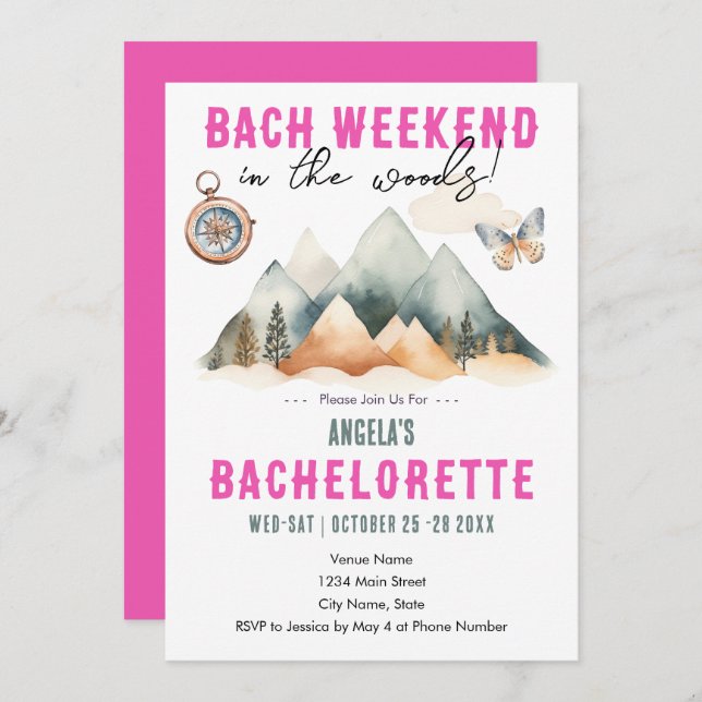 Bach in the Woods Camping Bachelorette Party  Invitation (Front/Back)