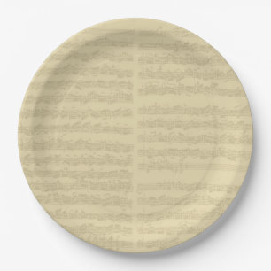 Bach Music Manuscript, 2nd Suite for Cello Solo Paper Plate