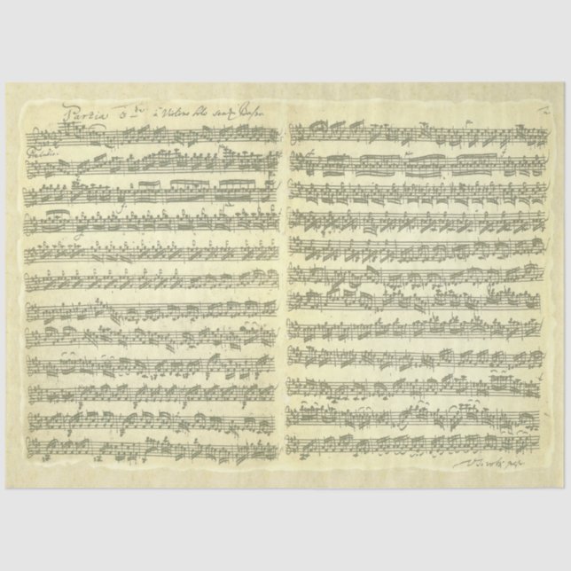 Bach Partita for Solo Violin Music Manuscript Tissue Paper (Front)