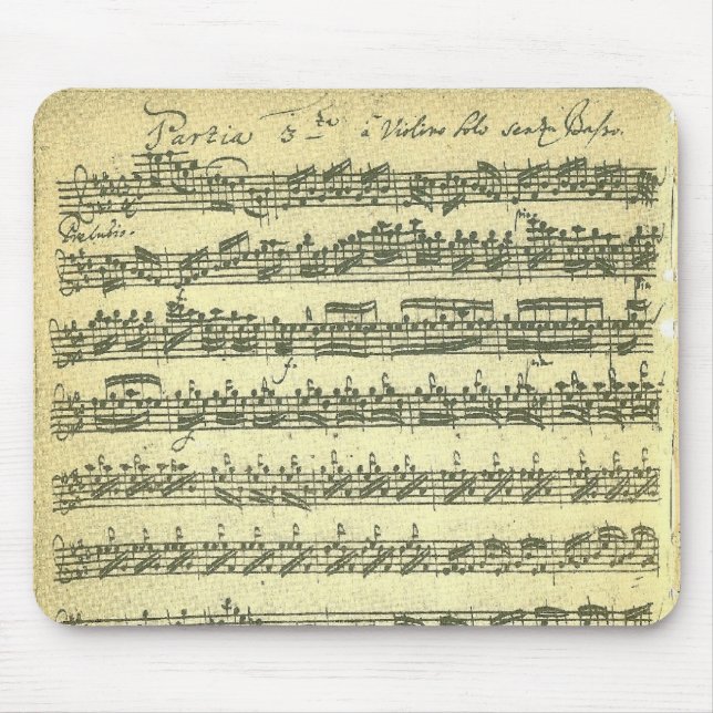 Bach Partita Music Manuscript for Solo Violin Mouse Mat (Front)