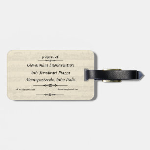 Bach Partita Music Manuscript for Violin Solo Luggage Tag