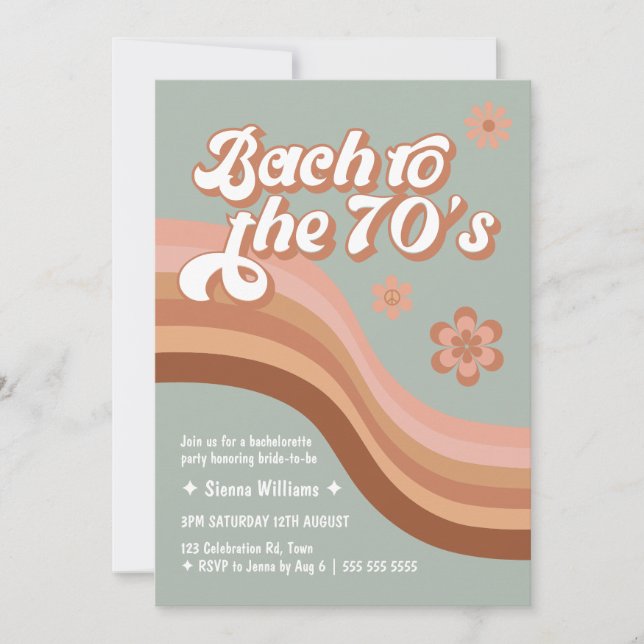 Bach to the 70's Groovy Retro Daisy Bridal Shower  Invitation (Front)