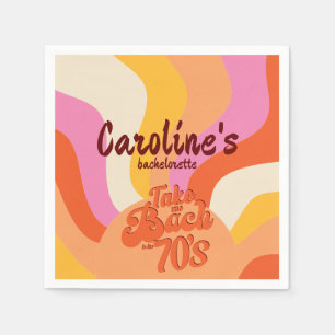 Bach to the 70s Retro Groovy Sunset Bachelorette Napkin