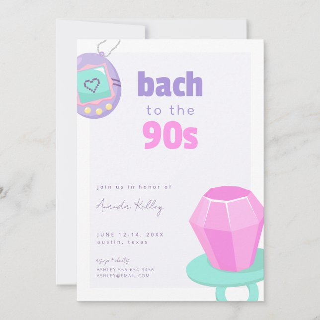 Bach to the 90s Bachelorette Weekend Invitation (Front)