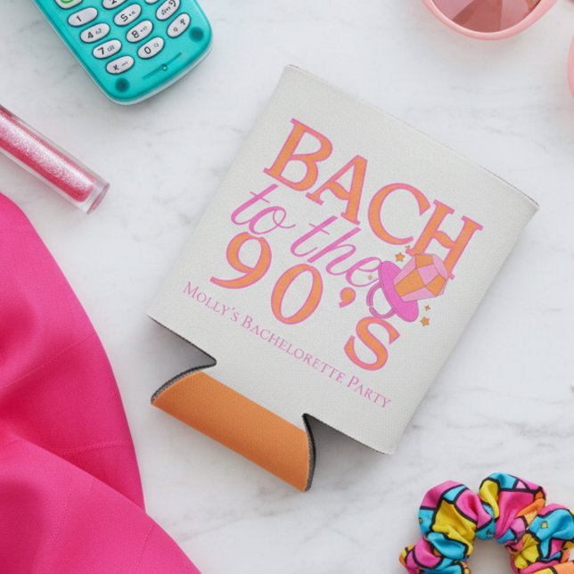 Bach to the 90s – Retro Bachelorette Party Design Can Cooler (90s Retro Bachelorette Can Cooler)