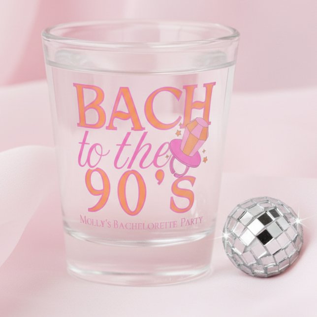 Bach to the 90s – Retro Bachelorette Party Design Shot Glass (Bring the ultimate throwback energy with this playful “Bach to the 90s” design!)