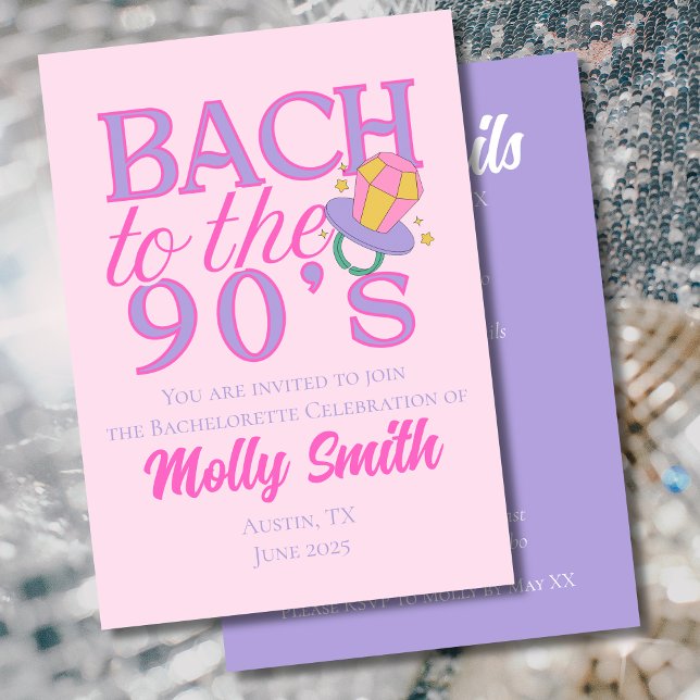 Bach to the 90s – Retro Bachelorette Party Invitation (Bach to the 90s invite with modern serif font – perfect for bachelorette or bridal celebrations!)