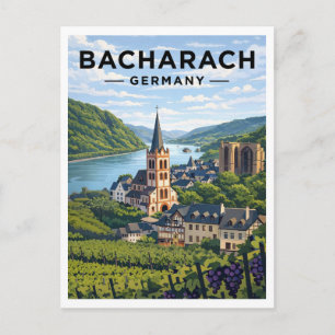 Bacharach Germany Vintage Travel Art Postcard