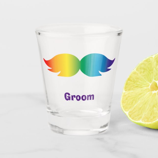 Bachelor/Bachelorette/Wedding Rainbow Moustache 1 Shot Glass (Front)