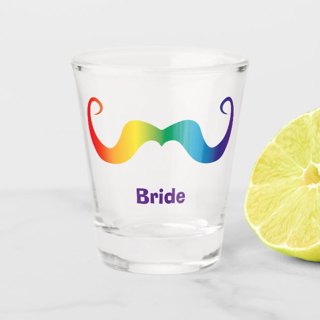 Bachelor/Bachelorette/Wedding Rainbow Moustache 2 Shot Glass (Front)