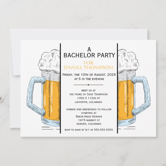 Bachelor Brew Party Invitation (Front)
