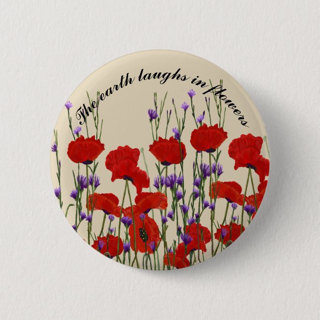 Bachelor Buttons and Poppies, Red and Purple (Front)