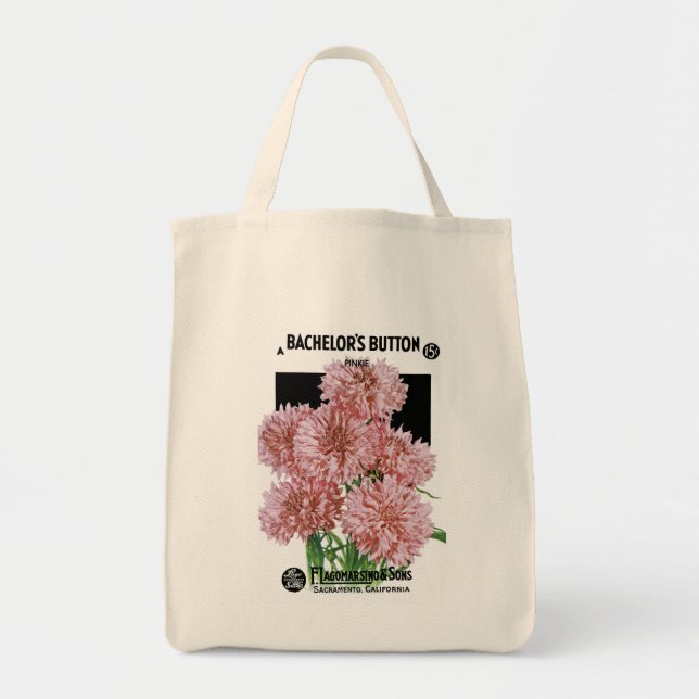 Bachelor Buttons Seed Packet Label Tote Bag (Front)