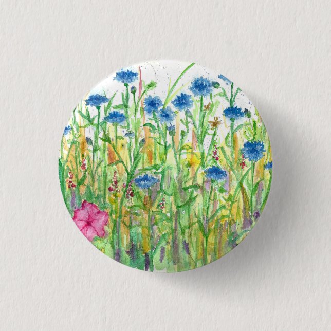 Bachelor Buttons Watercolor Wildflowers (Front)