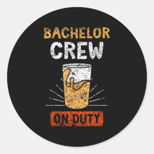 Bachelor Crew On Duty Bride Party Groom Team Classic Round Sticker