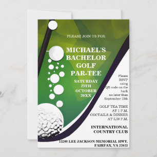 Bachelor Golf Par-Tee   Golf Bachelor Party  Invitation