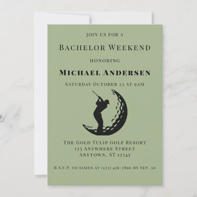 Bachelor Golf Weekend Party Invitation (Front)
