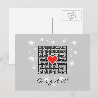 Bachelor heart found labyrinth path postcard