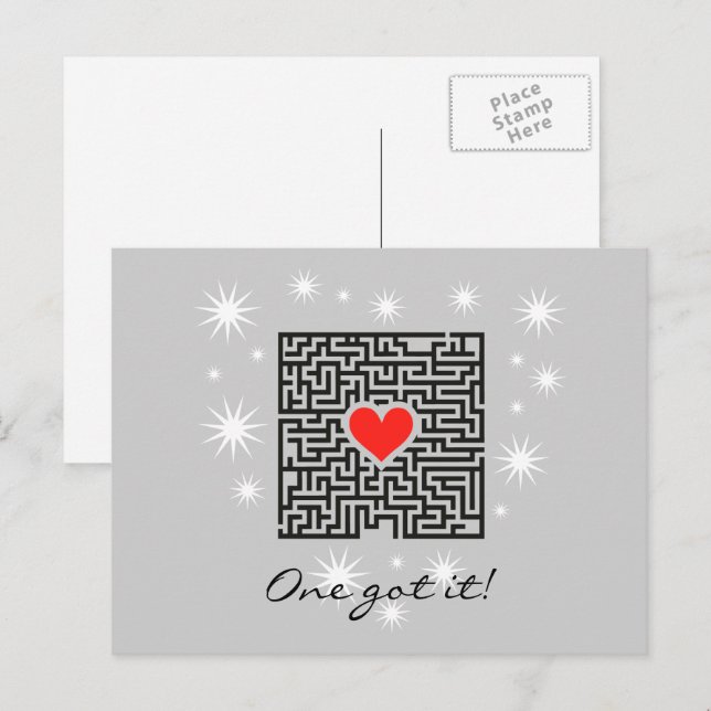 Bachelor heart found labyrinth path  postcard (Front/Back)