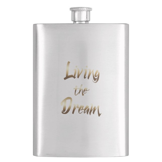 Bachelor Living the Dream Gold Hip Flask (Front)