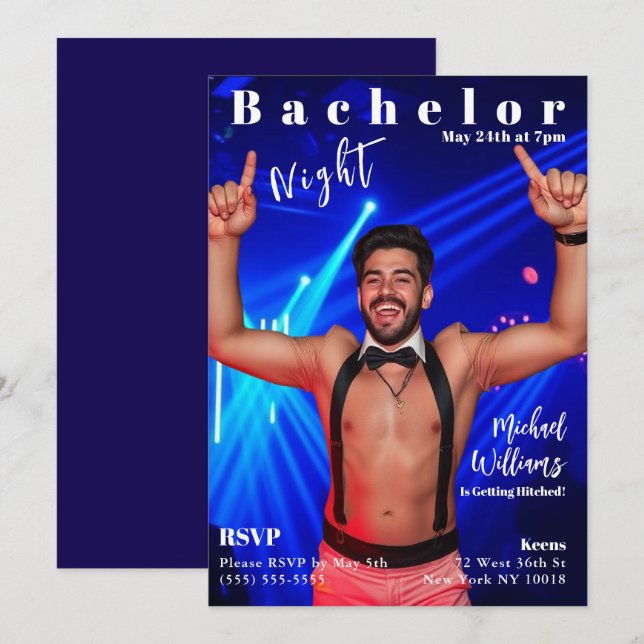 Bachelor Night Magazine Cover Invitation (Front/Back)