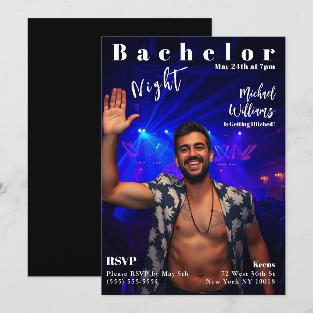 Bachelor Night Magazine Cover Invitation (Front/Back)