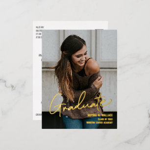 Bachelor of Arts University Graduate Photo Foil Holiday Postcard