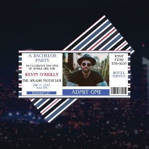 Bachelor or Stag Party Photo Invitation Ticket