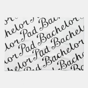 Bachelor Pad Diagonal Script Pattern B&WII Tea Towel